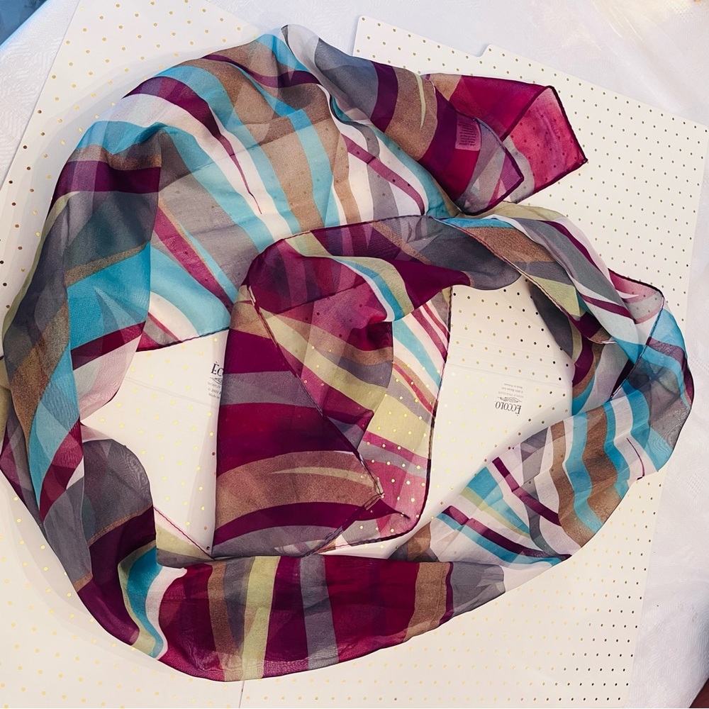Burgundy & Blue Simple Scarf